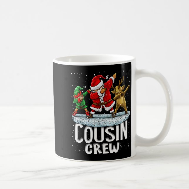 Cousin Crew Santa Elf Dabbing Matching Family Chri Coffee Mug (Right)