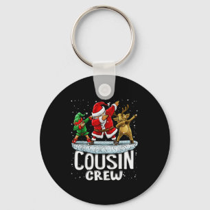 Cousin Crew Santa Elf Dabbing Matching Family Chri Keychain