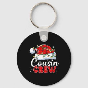 Cousin Crew Santa Hat Xmas Lights Merry Christmas Keychain