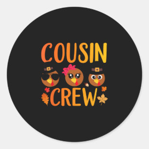 Cousin Crew Thanksgiving Kids Family Matching Turk Classic Round Sticker