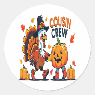 Cousin Crew Thanksgiving Pumpkin Classic Round Sticker