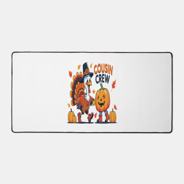 Cousin Crew Thanksgiving Pumpkin Desk Mat (Front)