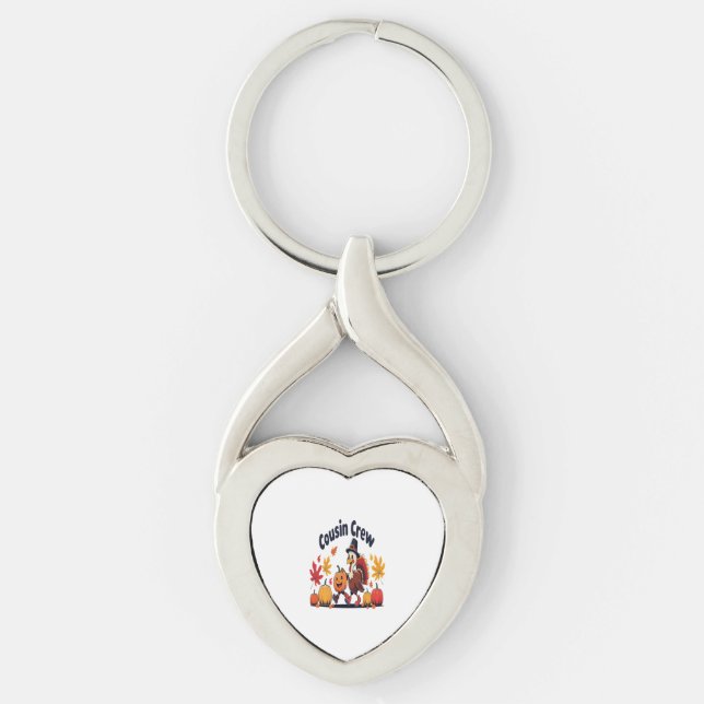 Cousin Crew Thanksgiving Pumpkin Keychain (Front)