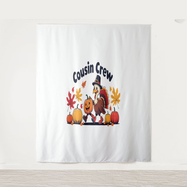 Cousin Crew Thanksgiving Pumpkin Tapestry (Front)