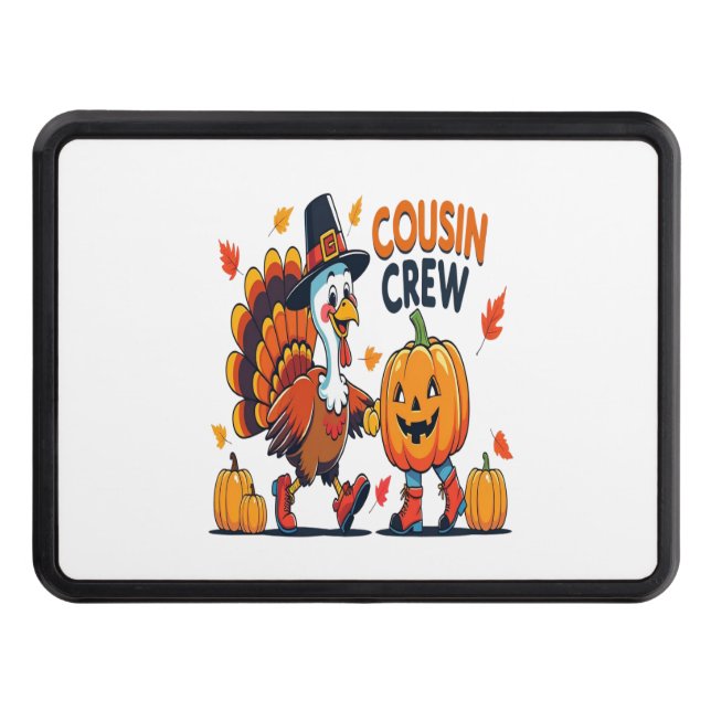 Cousin Crew Thanksgiving Pumpkin Trailer Hitch Cover (Front)