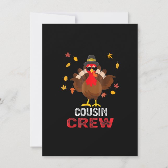 Cousin Crew Turkey Family Thanksgiving Pyjamas Mat Invitation (Front)