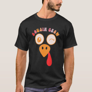 Cousin Crew Turkey Retro Groovy Cousin Squad Thank T-Shirt