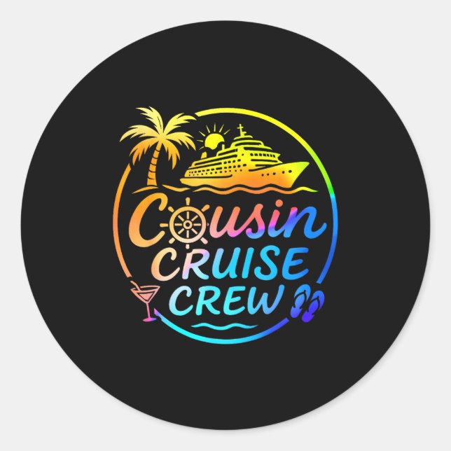 Cousin Cruise Crew Trocal Summer Vacation Matching Classic Round Sticker (Front)