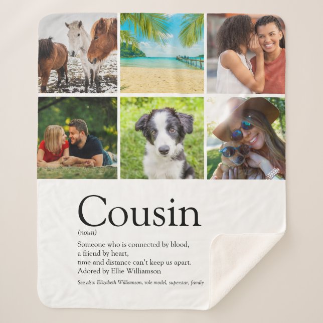 Cousin Definition Photo Collage Fun Modern Sherpa Blanket (Front)