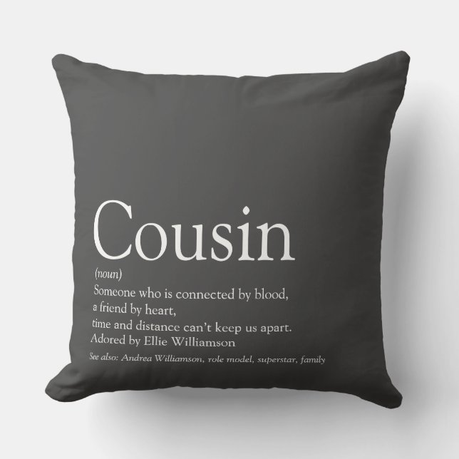 Cousin Definition Saying Quote Large Throw Pillow (Front)