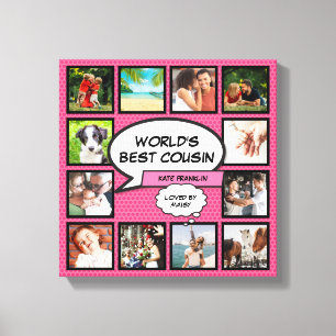 Cousin Fun Girly Pink Cool Comic Photo Collage Canvas Print