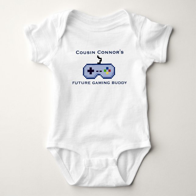 Cousin Future Gaming Buddy Pixel Art Baby Bodysuit (Front)