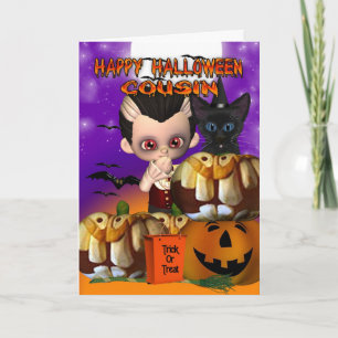 Cousin Halloween vampire cat pumpkin jack o lanter Card