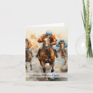 Cousin Horse Racing Birthday Card
