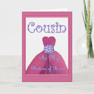 COUSIN Maid of Honour PINK Flower Petal Dress Invitation