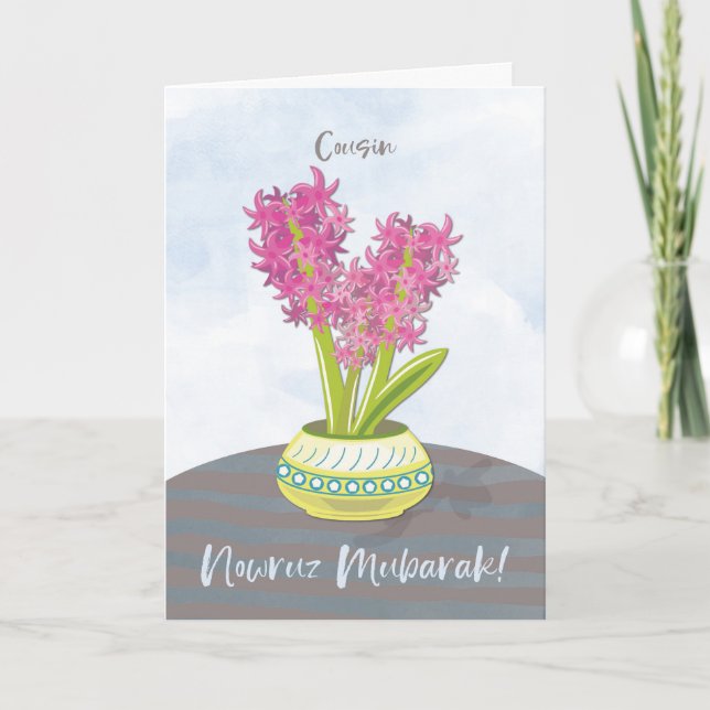 Cousin Norooz Hyacinths on Table Card (Front)
