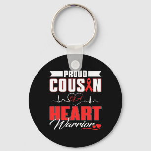 Cousin Of A Heart Warrior Heart Disease Awareness Keychain
