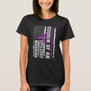 Cousin of a Warrior Epilepsy Purple Ribbon Support T-Shirt