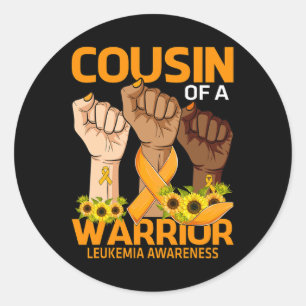 Cousin Of A Warrior Leukaemia Awareness Sunflower Classic Round Sticker
