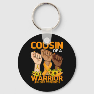 Cousin Of A Warrior Leukaemia Awareness Sunflower Keychain