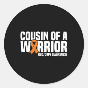 Cousin Of A Warrior Orange Ribbon Rsdcrps Awarenes Classic Round Sticker