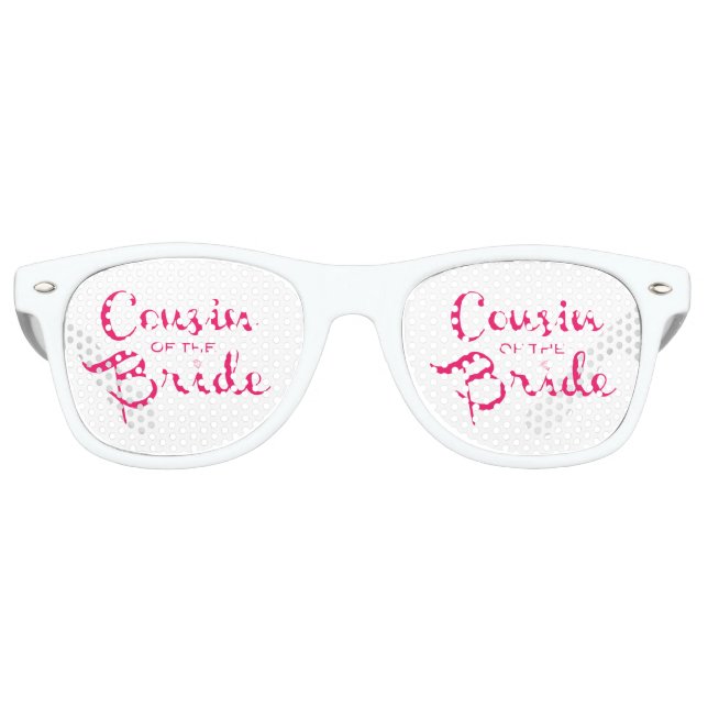 Cousin of Bride Pink on White Retro Sunglasses (Front)