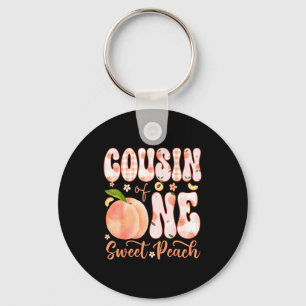 Cousin of one sweet peach 1st birthday girl party  keychain