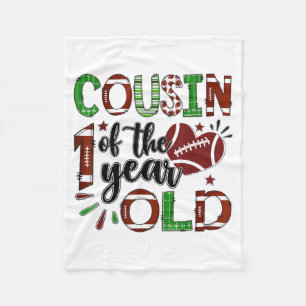 Cousin Of The 1 Year Old Football 1st Birthday Boy Fleece Blanket