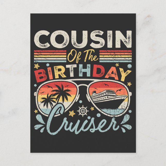 Cousin of the Birthday Cruiser Vacation Postcard (Front)