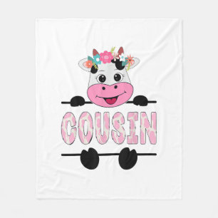 Cousin Of The Birthday Girl Cow Family Party _1 Fleece Blanket