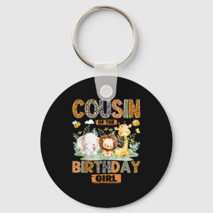 Cousin of the birthday girl safari jungle wild keychain