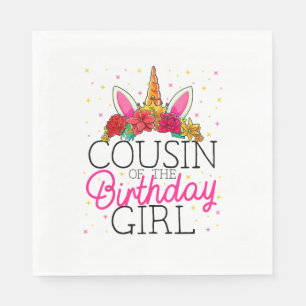 Cousin of the Birthday Girl Unicorn Birthday T-Shi Napkin