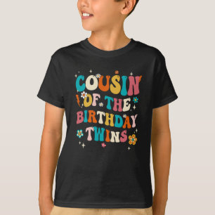 Cousin Of The Birthday Twins Boys Girls Party Retr T-Shirt