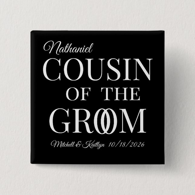 Cousin of the Groom Wedding 2 Inch Square Button (Front)