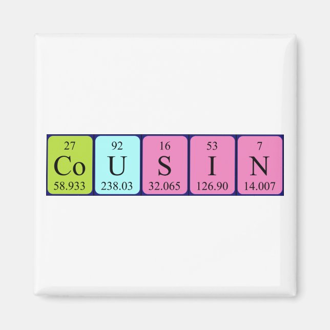 Cousin periodic table name magnet (Front)