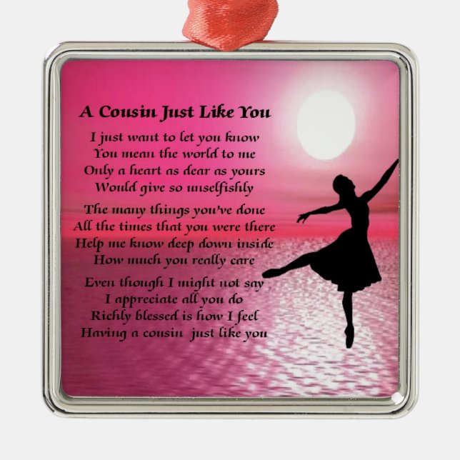Cousin Poem - Ballerina Metal Ornament (Front)