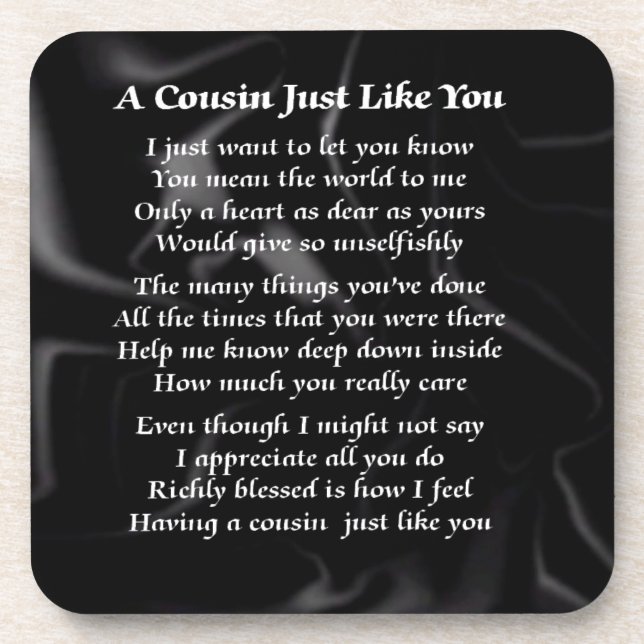 Cousin Poem - Black Silk Coaster (Front)