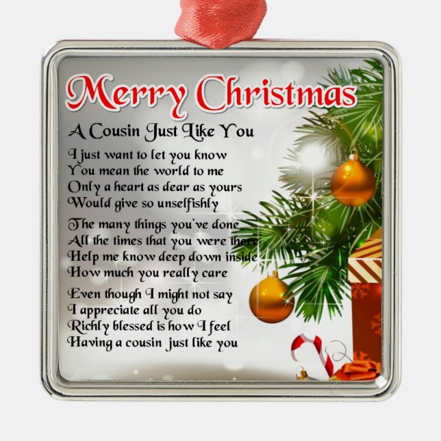 Cousin Poem  -  Christmas design Metal Ornament (Front)