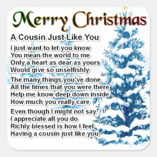 Cousin Poem - Christmas design Square Sticker