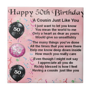 Cousin Poem - Pink- 50th Birthday Tile