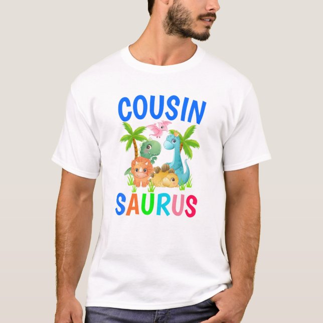 Cousin Saurus Birthday Boy Cousin Dinosaur First B T-Shirt (Front)
