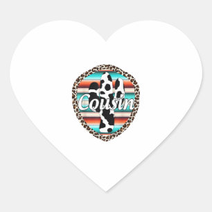 Cousin Serape Cactus Dessert Western Relashionship Heart Sticker