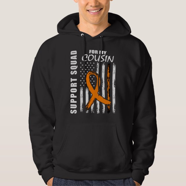 Cousin Support Squad Leukemia Awareness American F Hoodie (Front)