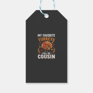 Cousin Thanksgiving Turkey Family Gift Tags