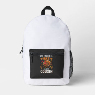 Cousin Thanksgiving Turkey Family Printed Backpack