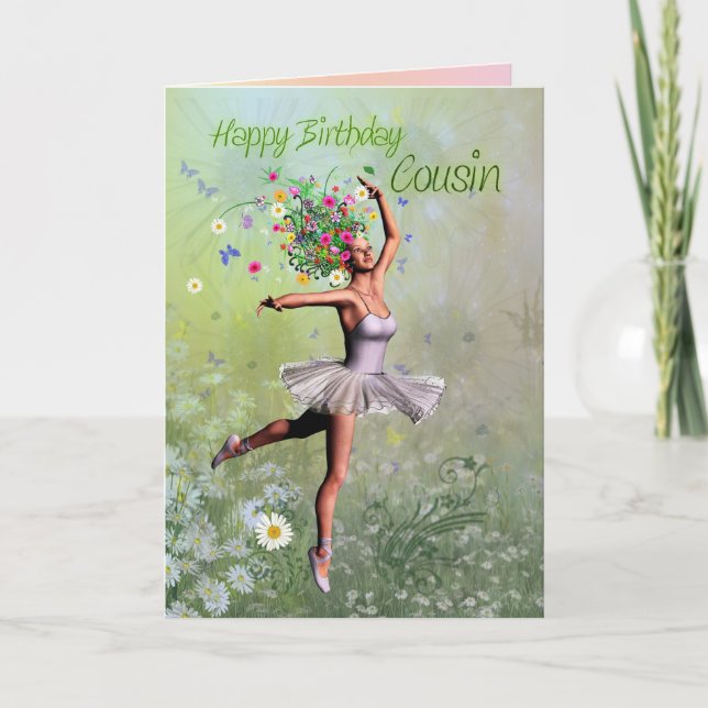 Cousin, une carte d'anniversaire de fée de balleri (Devant)