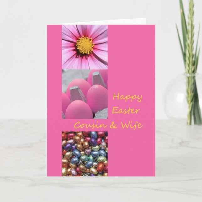 Cousin & Wife Happy Easter Holiday Card (Front)