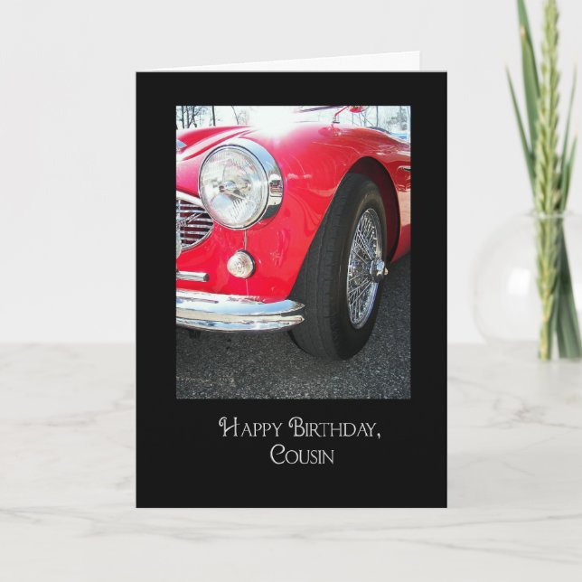 Cousin's Birthday Red Sports Car Card (Front)
