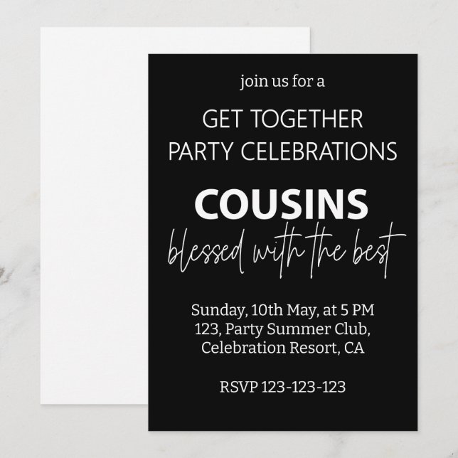 Cousins Blessed With The Best Family Reunion Party Invitation (Front/Back)