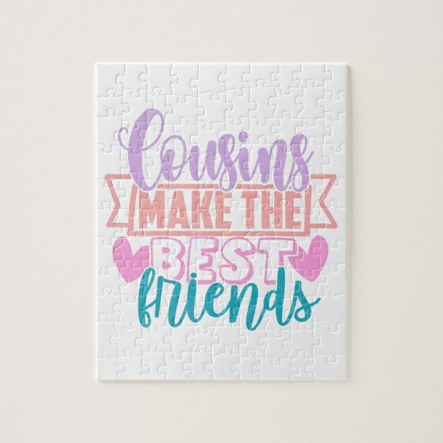 Cousins Make The Best Friends Colorful Quote Jigsaw Puzzle (Vertical)